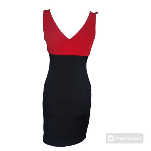 ENFOCUS STUDIO Red Black Sleeveless Pullover Tiered Dress Womens Size 4 - Picture 3 of 6